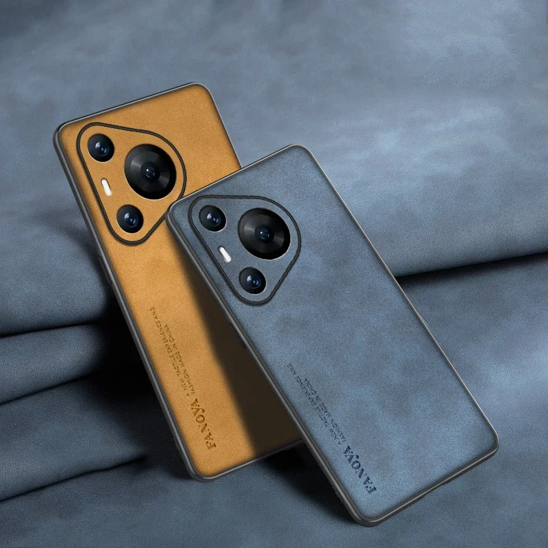 Luxury Sheepskin Leather Silicone Phone Back Case Cover For Huawei Pura 80 70 Pro+ P60Pro Bumper Coque For Huawei Pura 70 Ultra