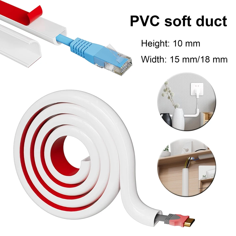 

Гибкий кабель из ПВХ длиной 1 м, самоклеящаяся настенная крышка шнура, консилер для удлинителя, укрытие проводов и управление защитой