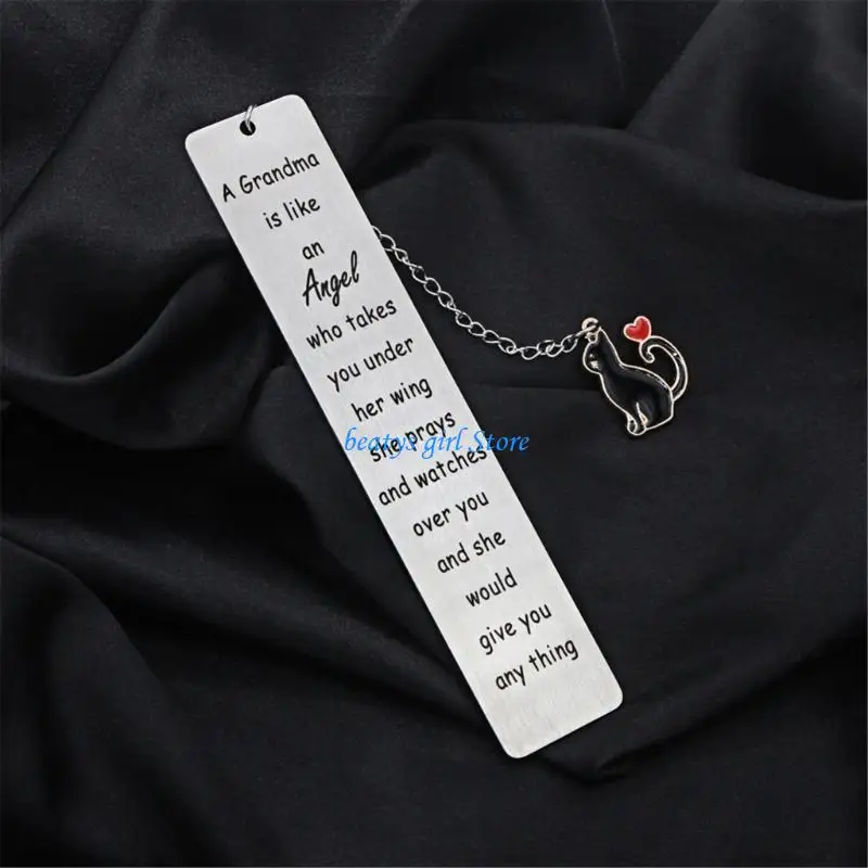 C7AB Cats Pendant Bookmarks with Chain Metal Bookmarks Reading Book Mark