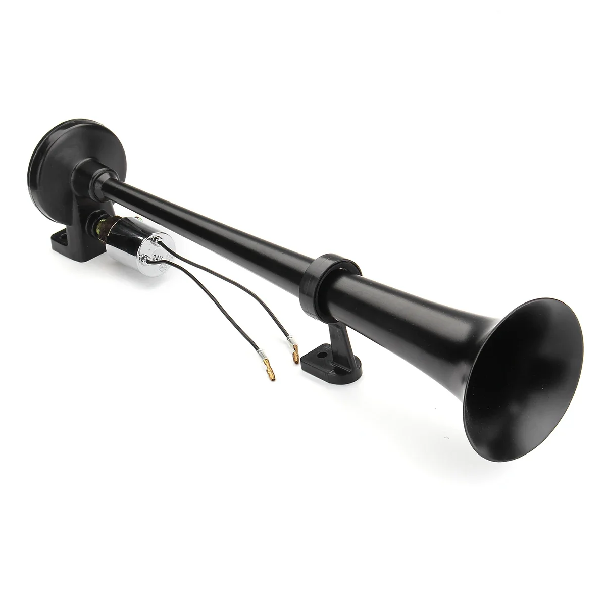 Car 12-24V 150dB Signal Air Horn Single Long Tube Black Air Horn Super Loud Single Trumpet Speaker for Boat Train Autombiles