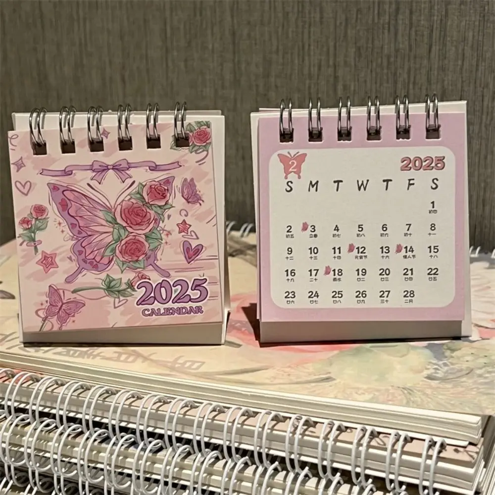 Cute Butterfly 2025 Calendar Standing Flip Mini Monthly Calendar Itinerary Note Home