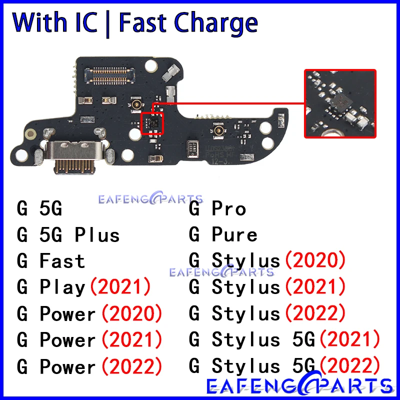 Usb Dock Charger for Motorola Moto Connector Ports G Stylus  5G Plus Fast Play Power 2020 2021 2022 Charging Board Module Flex