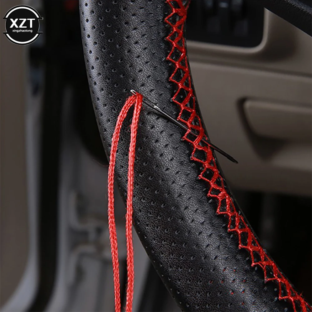 Hot Sale 42cm 45cm 47cm 50CM Car Truck Steering Wheel Cover Truck Bus DIY Handmade Genuine Leather Steering Wheel Cover