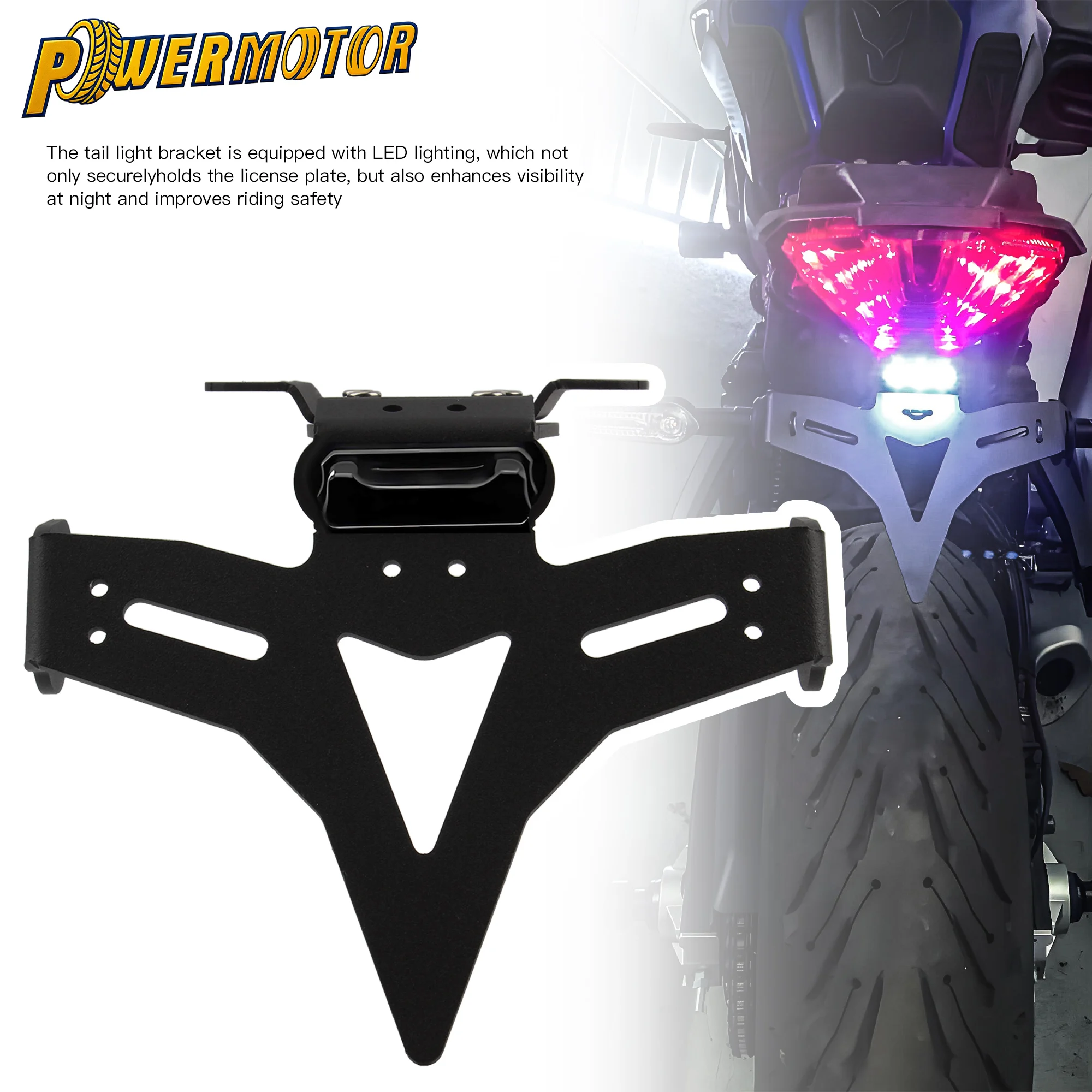 

2013-2023 Motorcycle License Plate Bracket With License 3 LED Mini Plate Light Set For Yamaha MT-07 FZ-07 Moto Accessories 2024