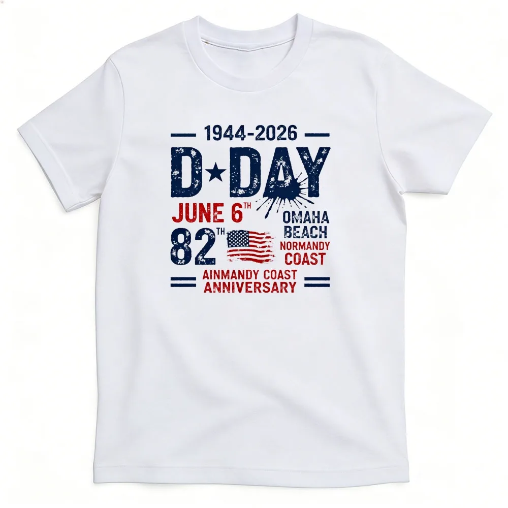 82nd Anniversary of The Normandy Landings (D-Day) Printed Pattern T Shirt Men Clothes Fashion Casual Short Sleeve T-shirt