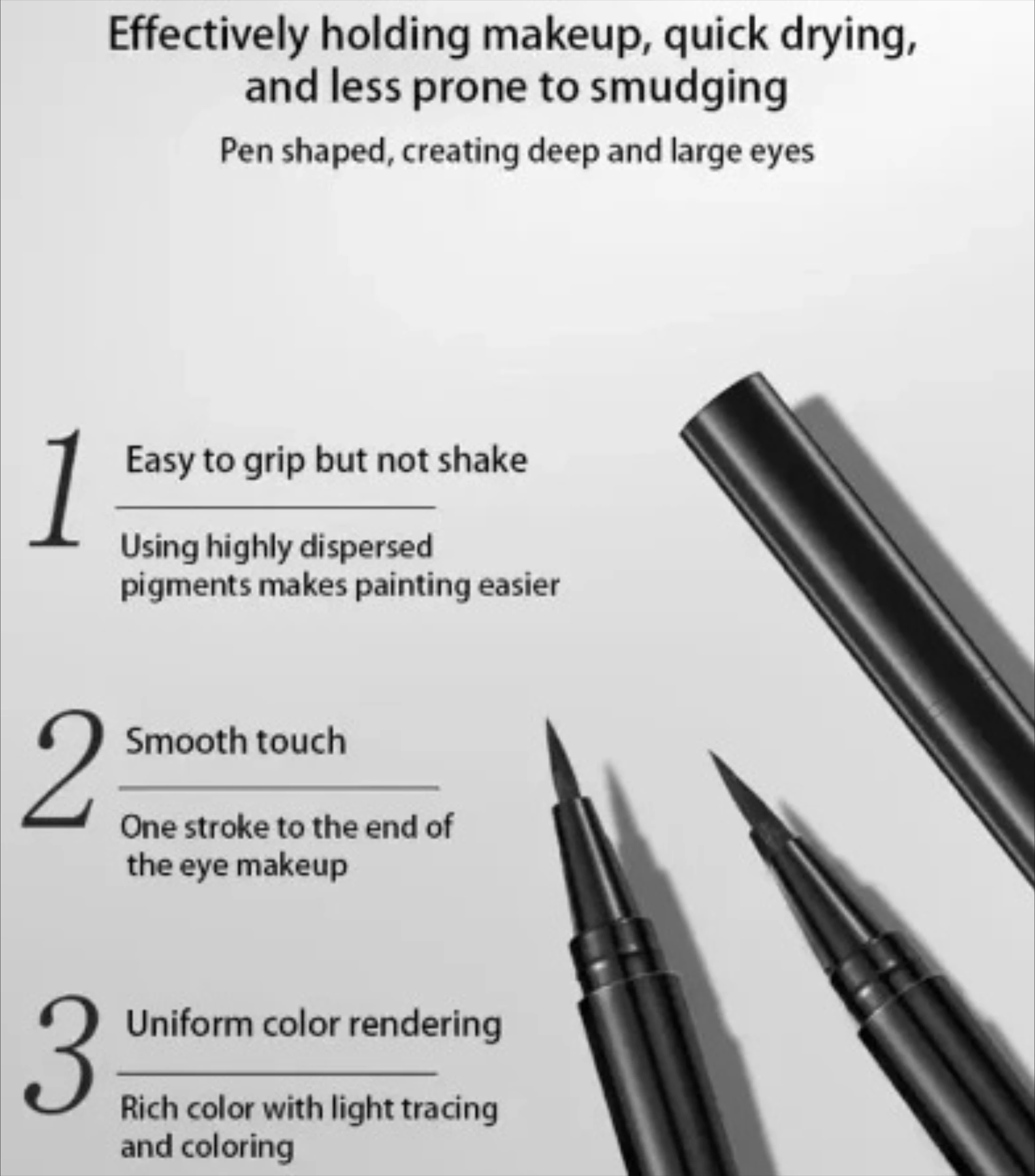 Black Liquid Eyeliner Waterproof Long Lasting Eye Liner Pencil Quick Drying Not Bloom Natural Eyeliner Liquid Pen Cosmetic Brush