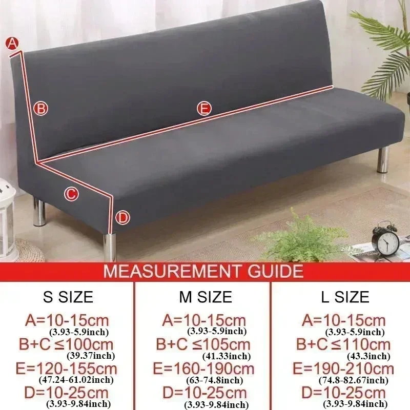 1PC Solid Color Sofa Bed Cover Elastic Armless Couch Covers for Living Room Anti-Slip Removable Slipcovers Folding Settee Case