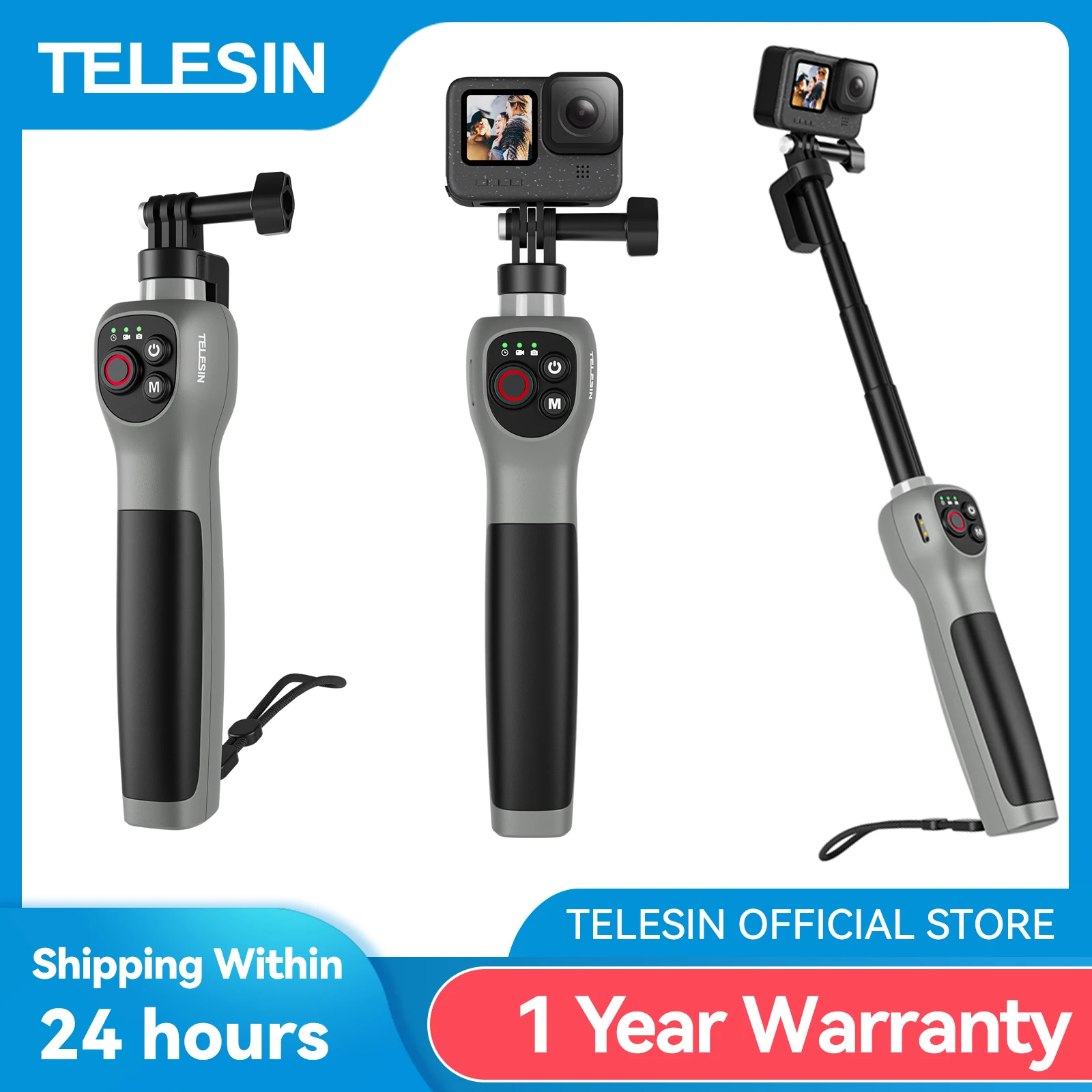 TELESIN Underwater Selfie Stick Waterproof Diving Extendable Selfie Stick Wireless Remote Control For Gopro Hero 8 9 10 11 12 13