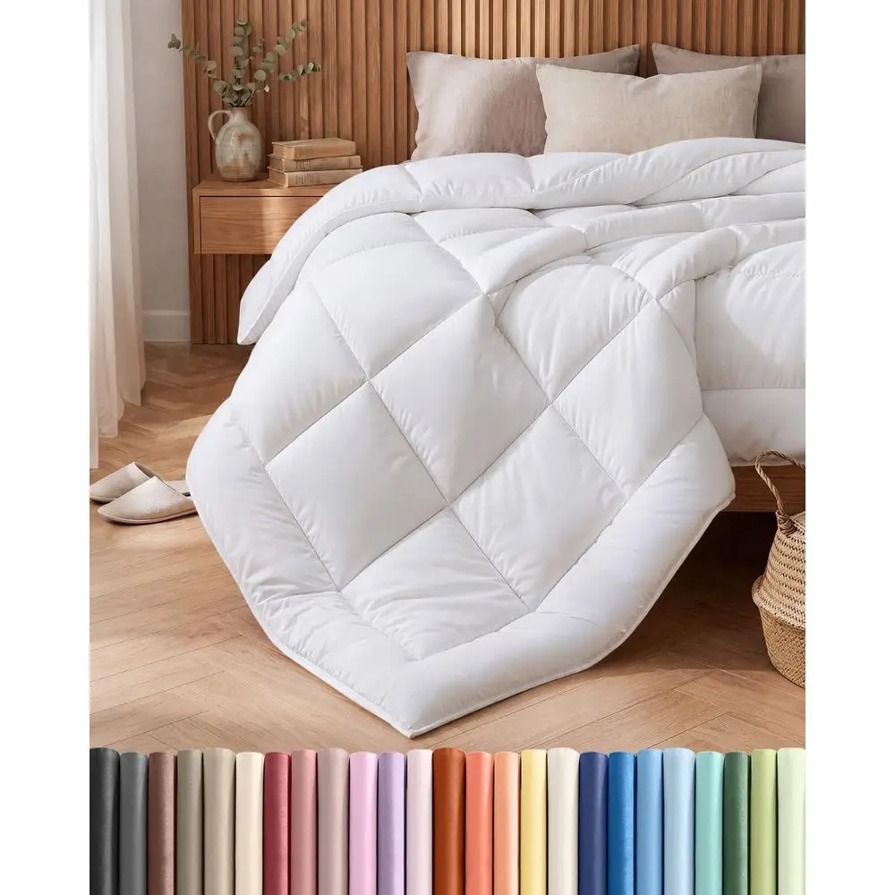 

King Size White Down Alternative Comforter - Warm, Lightweight, Breathable, All-Season Oversized Microfiber Duvet Insert for Men