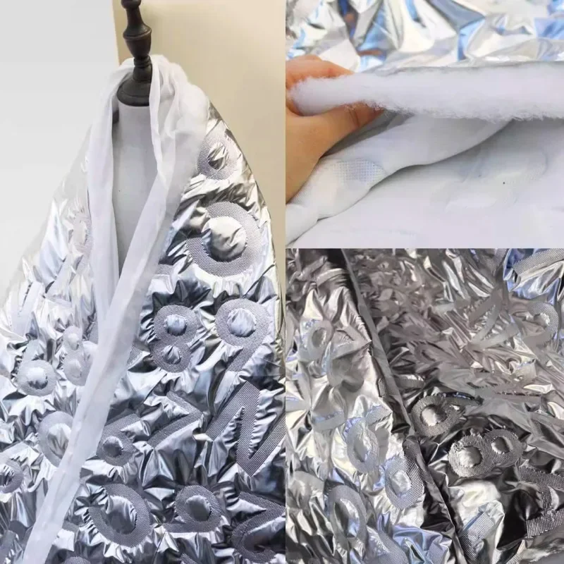 

Soft Three-layer Thick Silver Coated Fabric Sandwiched Cotton Shiny Metallic Light Designer Diy Sewing Cloth By Meter
