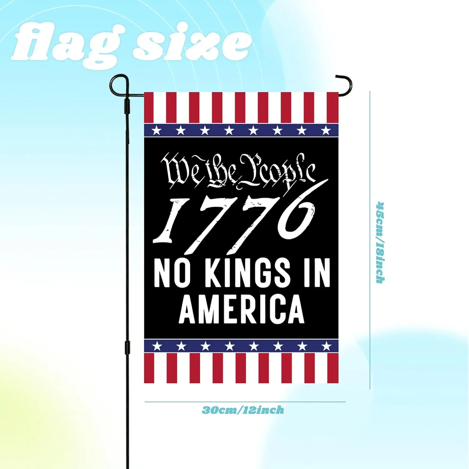 علم حديقة No King In Ame-rica مقاس 12 × 18 أعلام منزل فني مزدوجة الجوانب لأعلام ساحة الحديقة الكبيرة الخارجية والديكور الخارجي (1 FFI #6