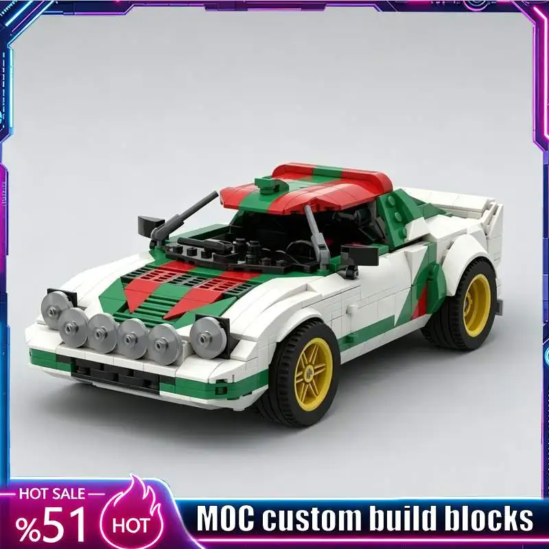 1023PCS Modify 1:18 Lancia Stratos Rally MOC Car Vehicle Model Custom Puzzles DIY Assembly Education Toy Collection Display Gift