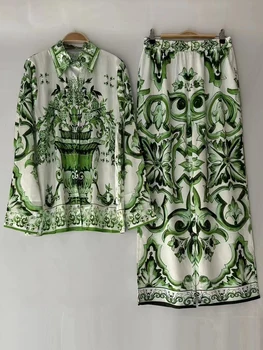 2024 chaqueta camisera de manga larga de un solo pecho de dos piezas para mujer + pantalones de pierna ancha de cintura alta traje retro de moda