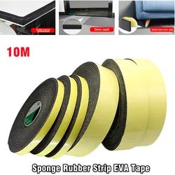 10m Self Adhesive Black Foam Rubber Seal Strip Tape Soundproof Shockproof Anticollision Waterproof Window Door Weather Stripping
