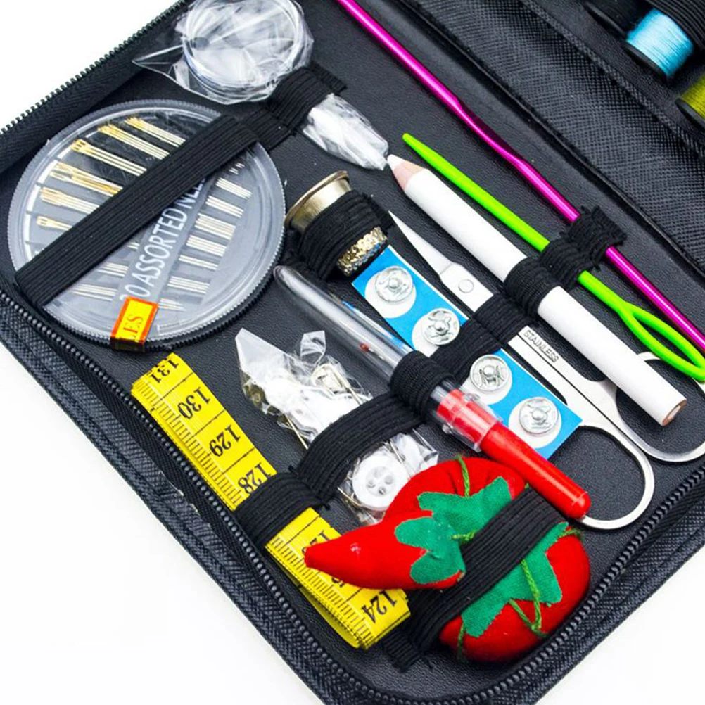 

129 pcs Sewing Bag Portable Needle Kit Thread Tools Stitch Material Travel Storage Set 30 Needles 40 Threads Bead Crochet Hook