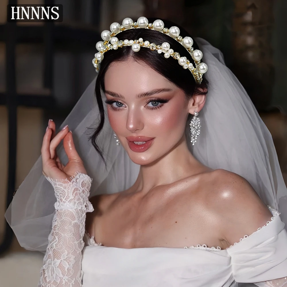 

TOPQUEEN Gentle Bride Wedding Pearl Headband Handmade Inlaid With Rhinestones Ladies Banquet Party Elegant Hair Ornaments YXA408
