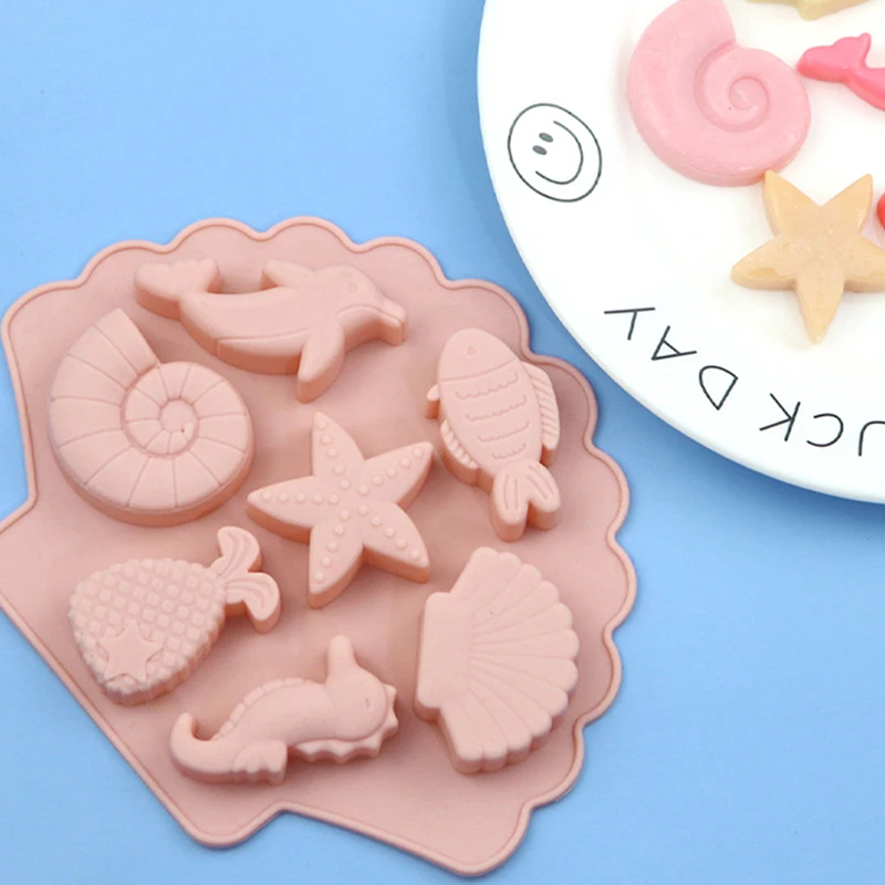 Sea Creatures Silicone Molder for Fondant Baking Cake Chocolate Resin DIY Fish Mould Cupcake Toppers Decoration Tools