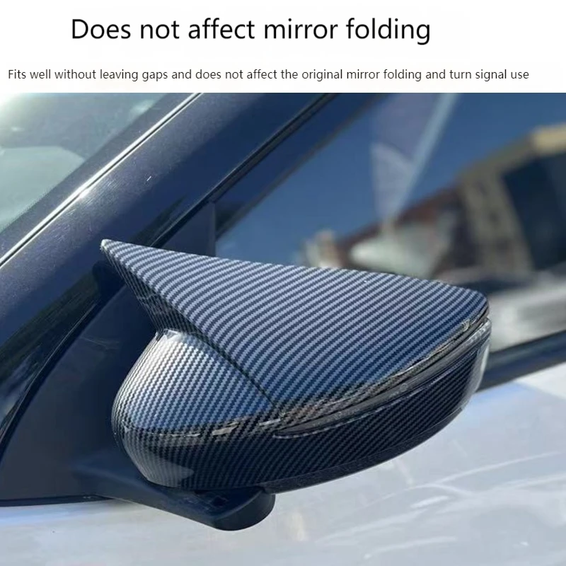 Rearview Side Mirror Cover Wing Cap Sticker Exterior Door Rear View Case Trim Carbon Fiber Look Black For Nissan Versa 2020-2024