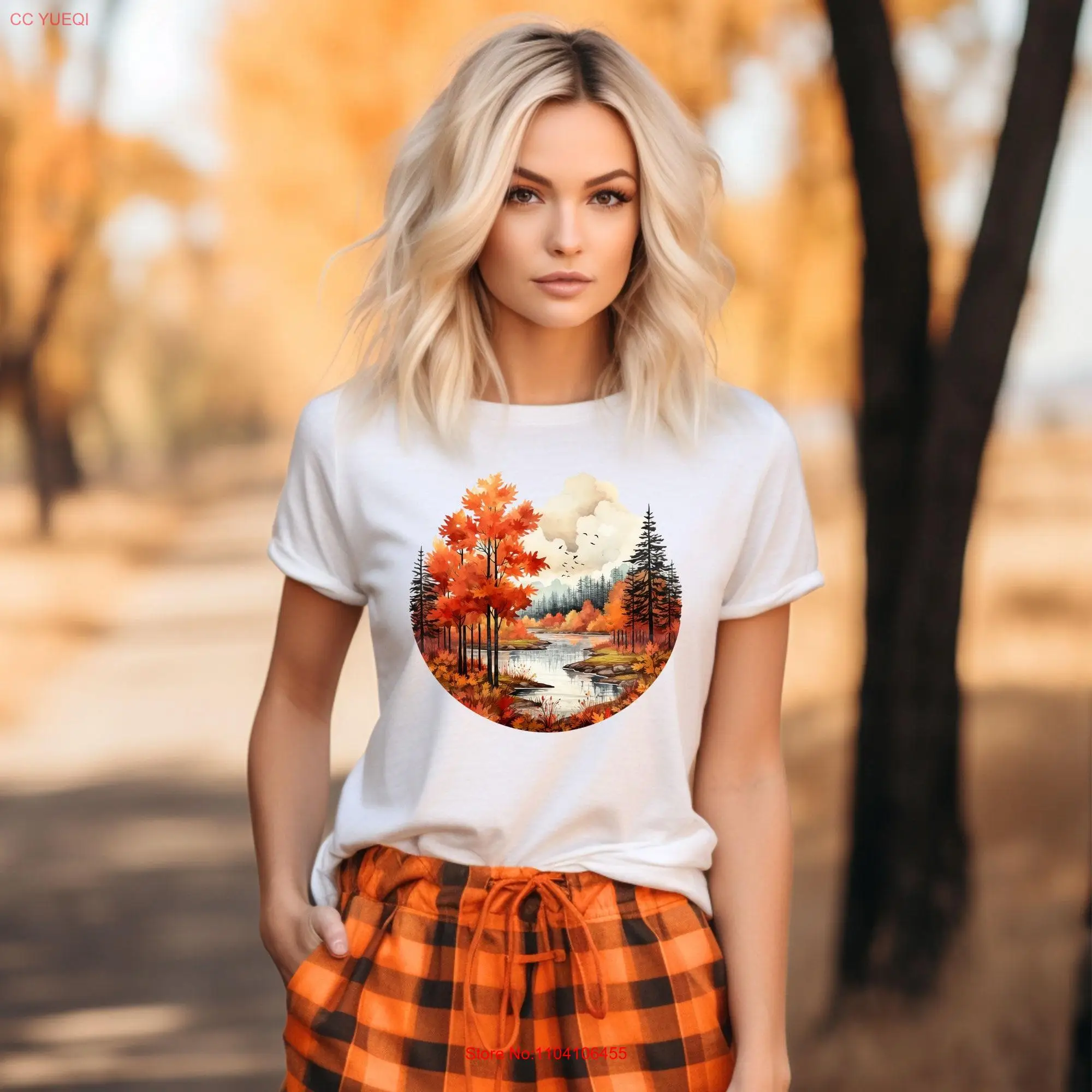 Autumn Foliage T Shirt  Outdoor Scene Nature Wilderness Fall Apparel long or short sleeves