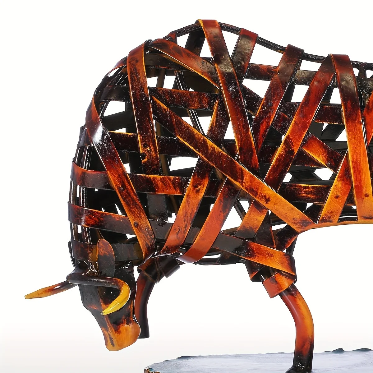 Iron woven cow Metal sculpture Iron sculpture Abstract sculpture Modern sculpture Home furnishings Animal sculpture Decoration C