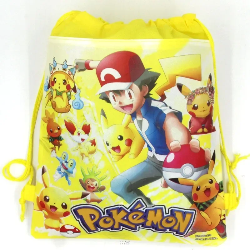 Pokemon Pikachu borsa da viaggio in tessuto Non tessuto borsa per scarpe borsa per scarpe in cotone con coulisse zaino portatile tasca con coulisse