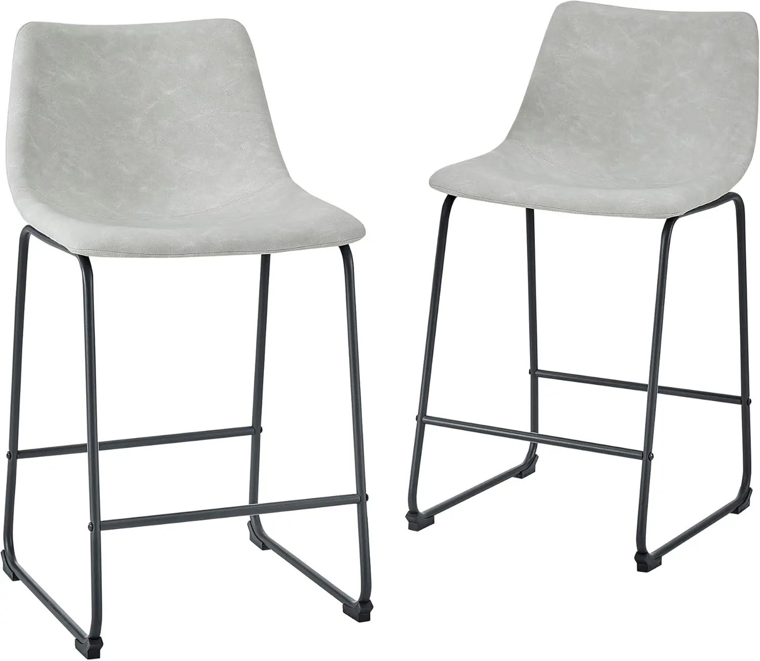 

Edison Douglas Urban Industrial Faux Leather Armless Counter Chairs, Set of 2, Grey