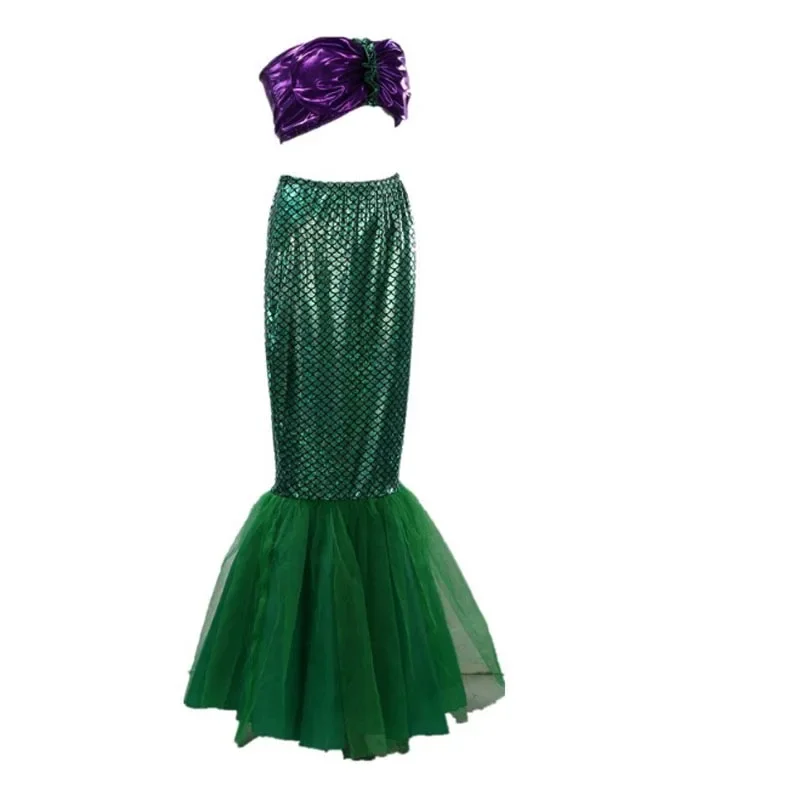 New Mermaid Cosplay Fancy Party Sexy Long Maxi Dress 2pcs Adult Girl Femme Princess Women Halloween Christmas Party Costume Set view 2