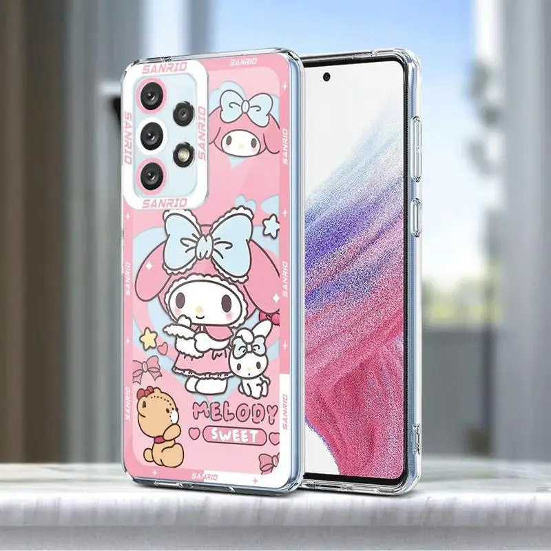 Anime Girl Hello Kitty Cute Case for Samsung Galaxy A15 A73 A72 A53 A52 A42 A32 A23 A22 A24 A13 4G A12 A11 5G Transparent Cover