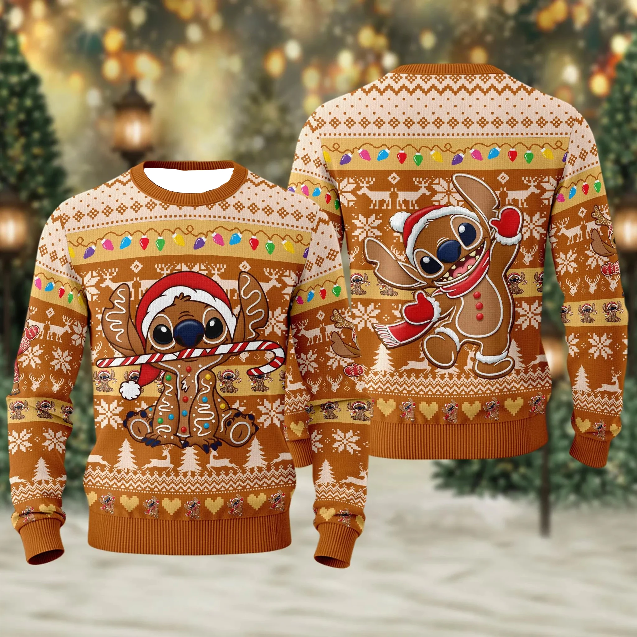 سويت شيرت بغرز عيد الميلاد للرجال البالغين، بلوفر شتوي مريح برقبة دائرية، متوفر لزي الزوجين في حفلات المهرجانات #3