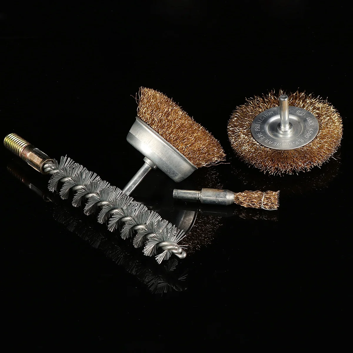 4Pcs Wire Wheel Brush Abrasive Polishing Wheels Set Rotary Tool Accessory for Burr Rust Oxide Removal Wire Brush Set