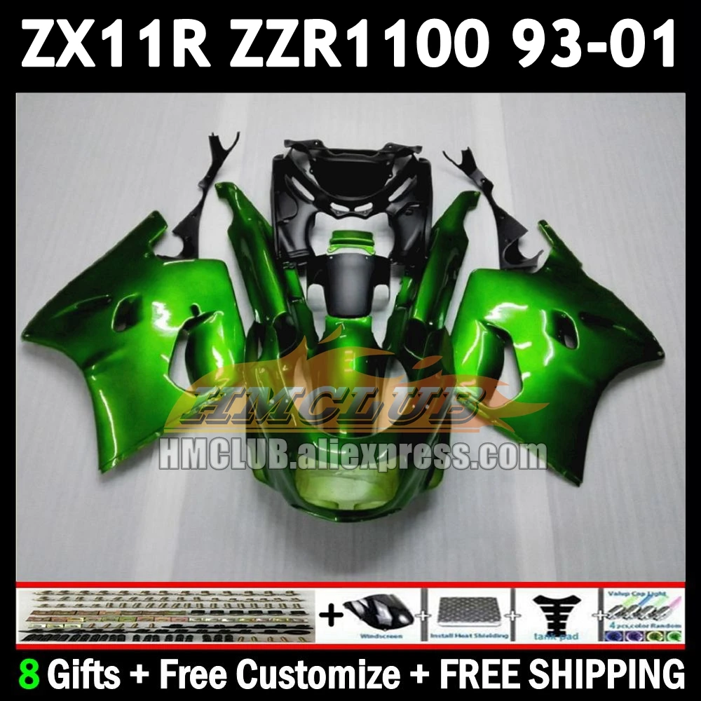 ZX11 For KAWASAKI NINJA ZX-11R gloss green ZZR 1100 ZX 11 11R 174No.5 ZZR1100 ZX11R 93 94 95 96 97 1998 1999 2000 2001 Fairing