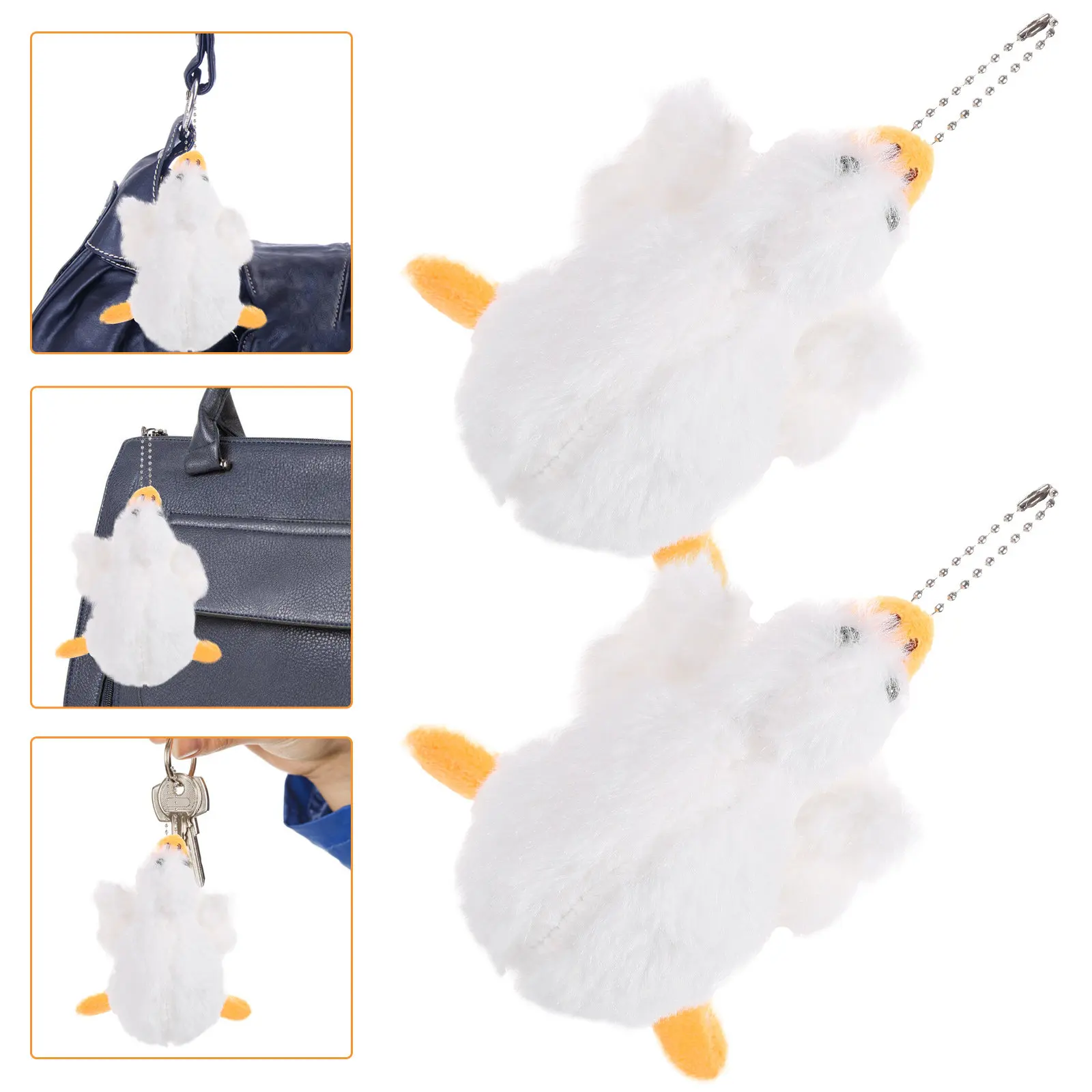 

2Pcs Goose Keychain Cute Stuffed Goose Pendant for Bag Backpack Luggage Keys Mobile Phone Decor Birthday Valentine Christmas