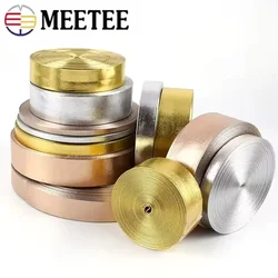 5M Meetee 5-50mm Synthetic PU Leather Ribbon Gold Silver Band for Bag Strap Clothes Decor Rope Necklace Cord DIY Craft Material