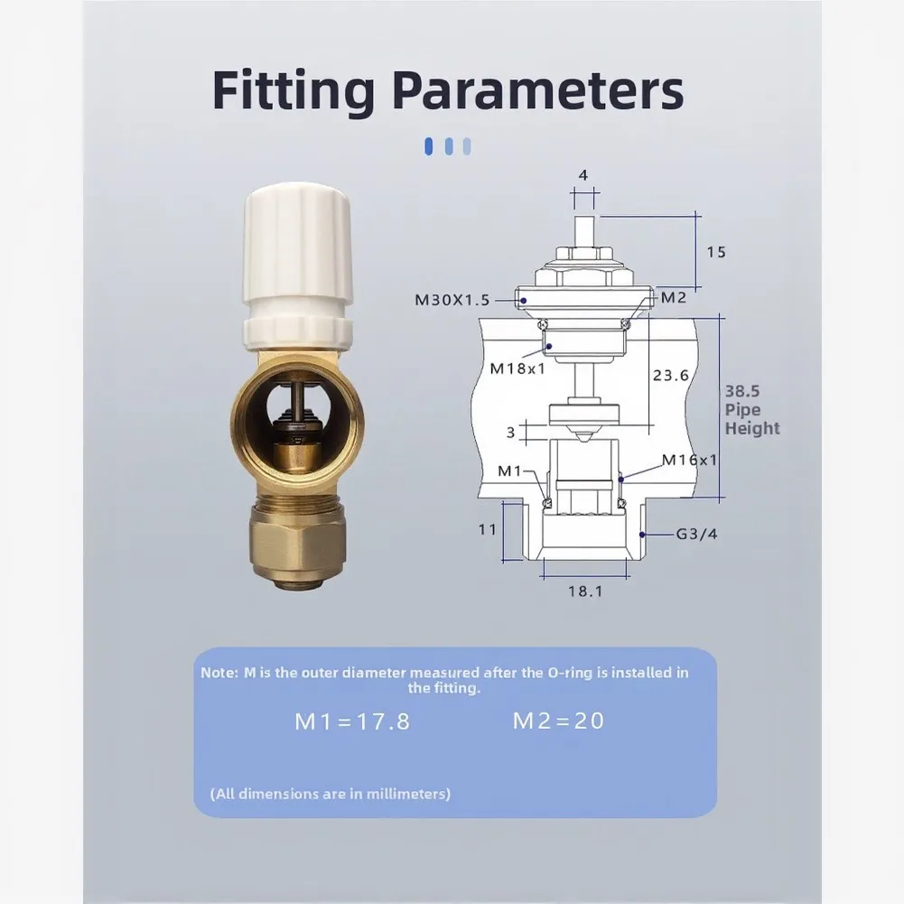 M18X1 Automatic Valve Core Copper ABS Spring Shut Off Temperature Control For Underfloor Heating Water Distributor Actuator