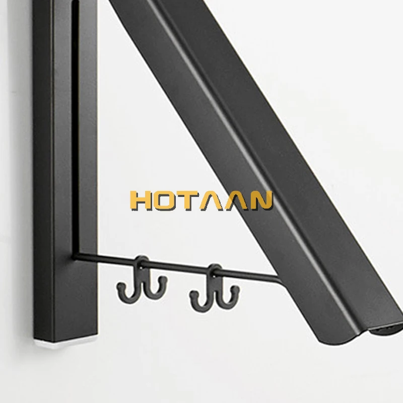 Wall Mounted Folding Clothes Drying Rack, Aluminum Space Saving Laundry Hanger Organizer for Bathroom Balcony Kitchen