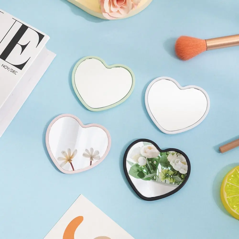 Simple Single-sided Heart-shaped Mirror Handheld High-definition Handheld Mirror Little Beauty Make-up Mirror Woman