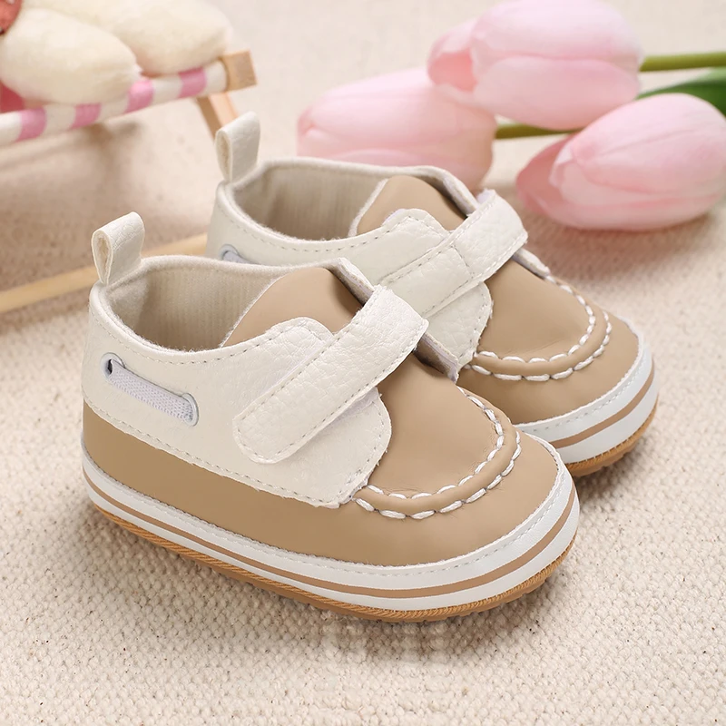 Unisex Baby Color Block Casual Sneakers Double Velcro Strap Soft Non Slip Sole Infant Newborn First Walkers Crib Shoes 0-18M