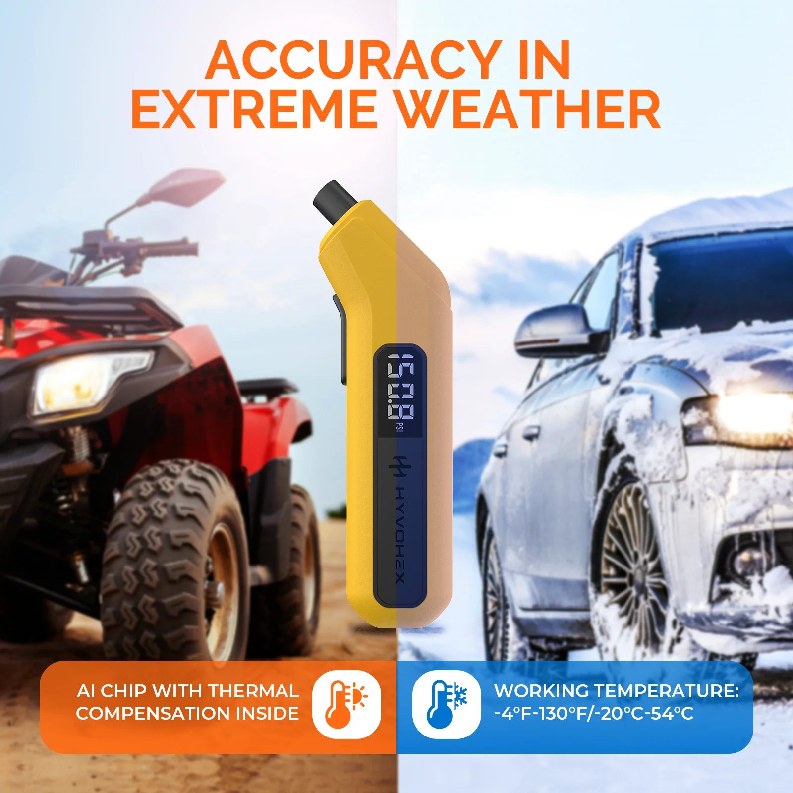 T200 مقياس ضغط الإطارات الرقمي 200 رطل لكل بوصة مربعة مع شاشة LED مرئية مقياس الضغط الكهربائي للسيارات والشاحنات وسيارات الدفع الرباعي RVs والدراجات النارية