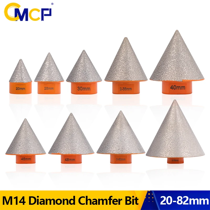 CMCP M14 Diamond Chamfer Bit 20-82mm Milling Tile Cutter Marble Concrete Hole Saw Masonry Drilling Crowns Construction Tools