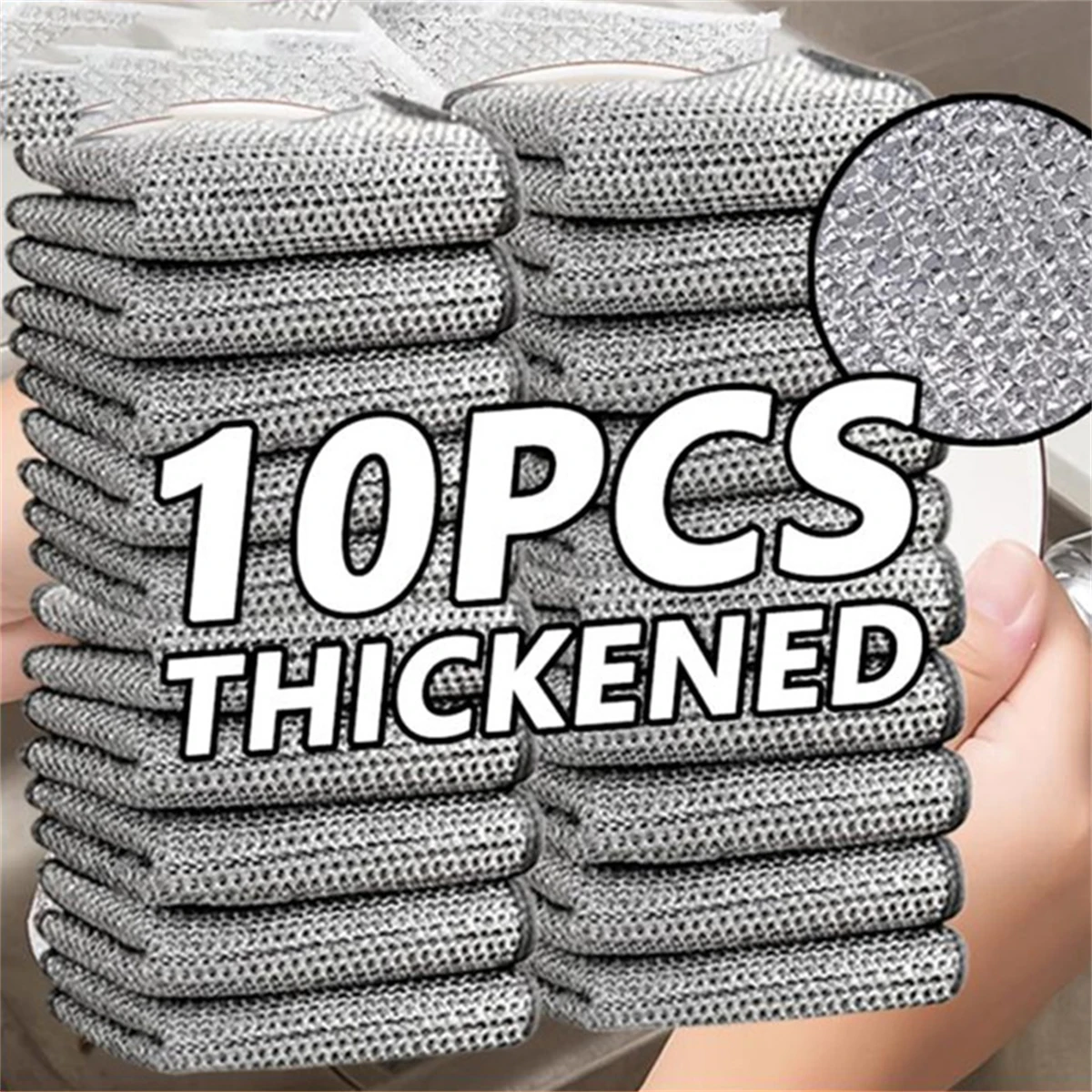 10Pcs/Lot Magic Steel Wire Cleaning Cloth Thickened Non Scratch Scrubbing Pots Pan Microwave Clean Cloths Kitchen Cleaning Tool