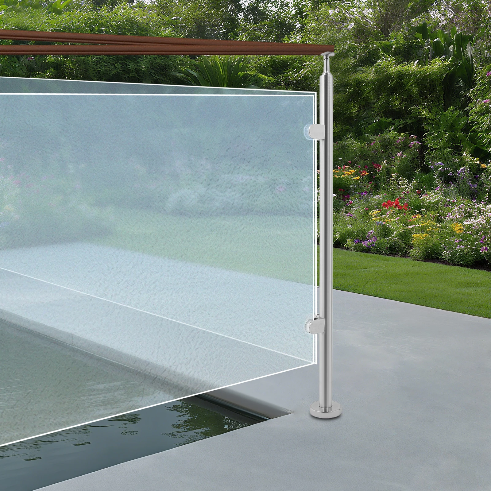 110cm Stainless Steel Corner Post for Glass Railing Reinforcement Which Compatible with 0.47-Inch Glass