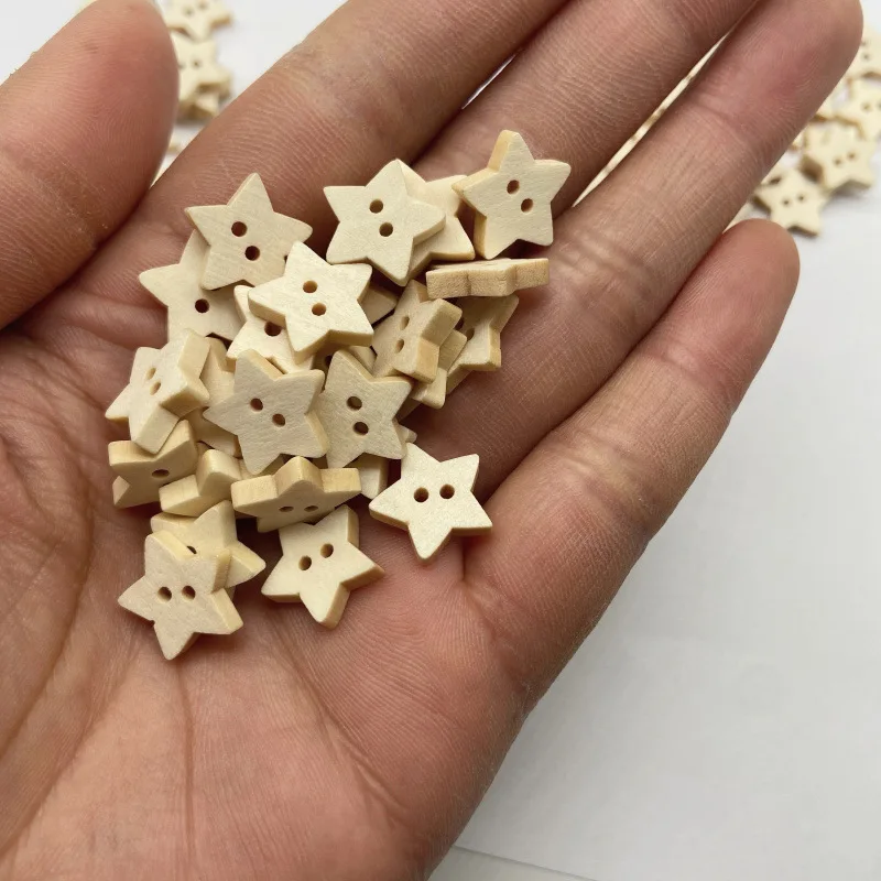 Decorative Wooden Star Buttons, Sewing Seams, Scrapbooking Accessories, Wood Button, Clothing Crafts, Scrapbook, 13x13mm, 100Pcs