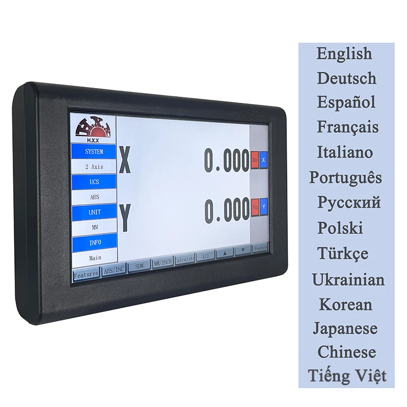 HXX 15 Languages GCS910 2 Axis LCD DRO Touch Screen Digital Readout DRO Kit and Ruler Linear Scale Encoder For Lathe Millilling