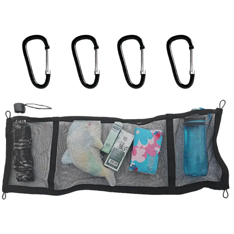 

Versatile elastic and expandable Car Ceiling Cargo Net Car Roof Mesh Net Trunk Bag with 4 Carabiners practical bearing net