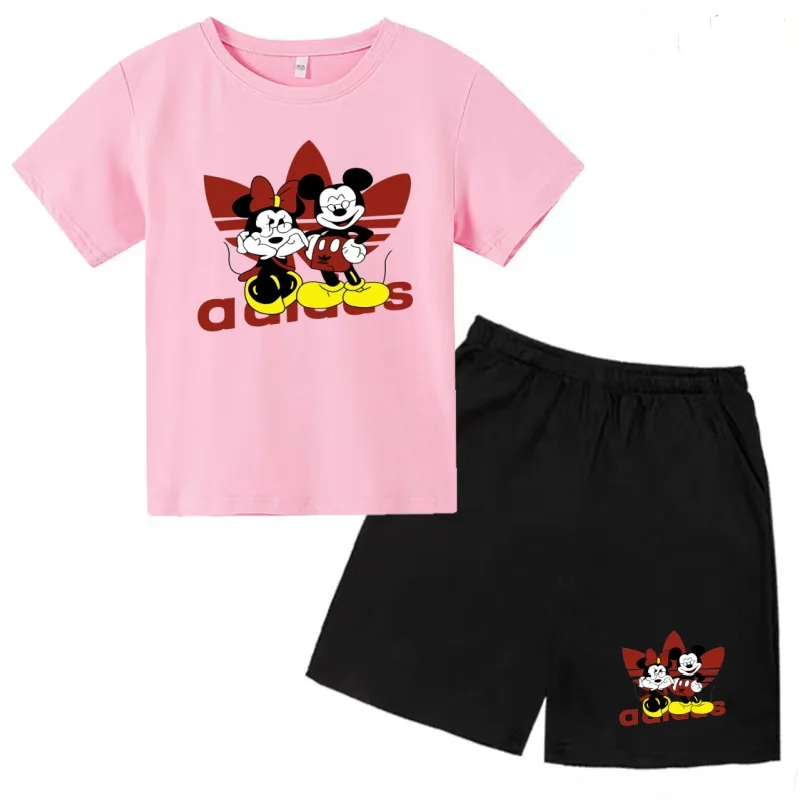 

kids Summer Anime T-shirt Two-piece 3-12Years Boys Girls Toddler Short-sleeved+Shorts Casual Travel Party Fashion Enchanting Set