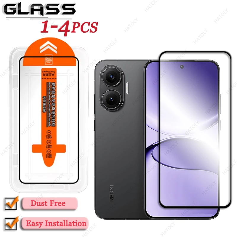 4PC Dust Free Easy Installation Glass Screen Protector For Xiaomi Poco F7 5G Black Edge Protective Film For Redmi Turbo 4 Pro - view 2