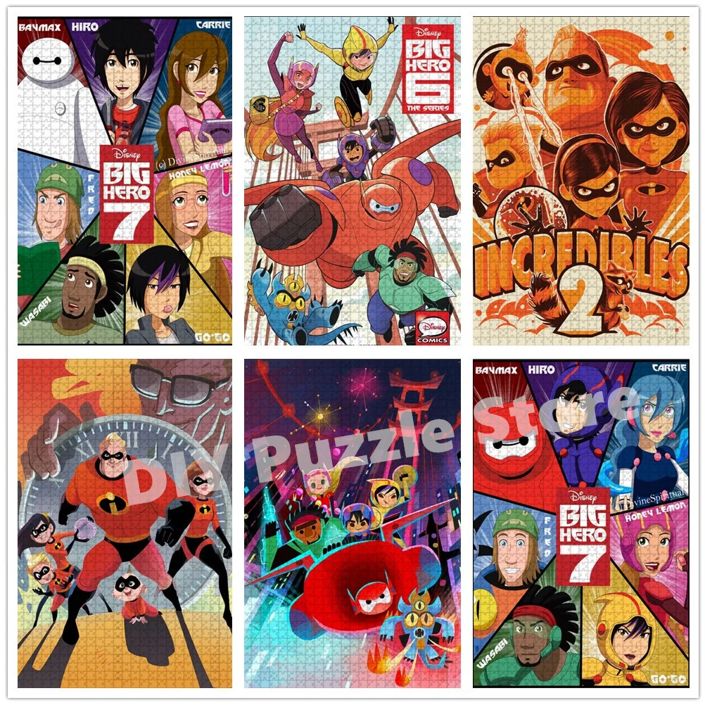 

Комплект для сборки: пазлы с персонажами комиксов Дисней, серия «Город героев-6», развивающие головоломки для всей семьи, игрушки для снятия стресса