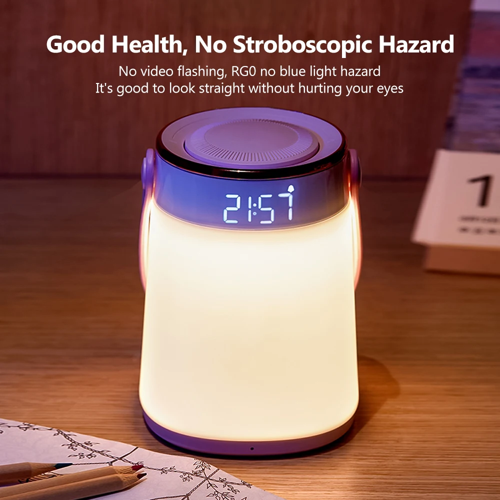 Xiaomi Mijia Clock Timing Temperature Display Stepless Dimming Led Rechargeable Night Light Portable Eye Protection Sleep Lamp