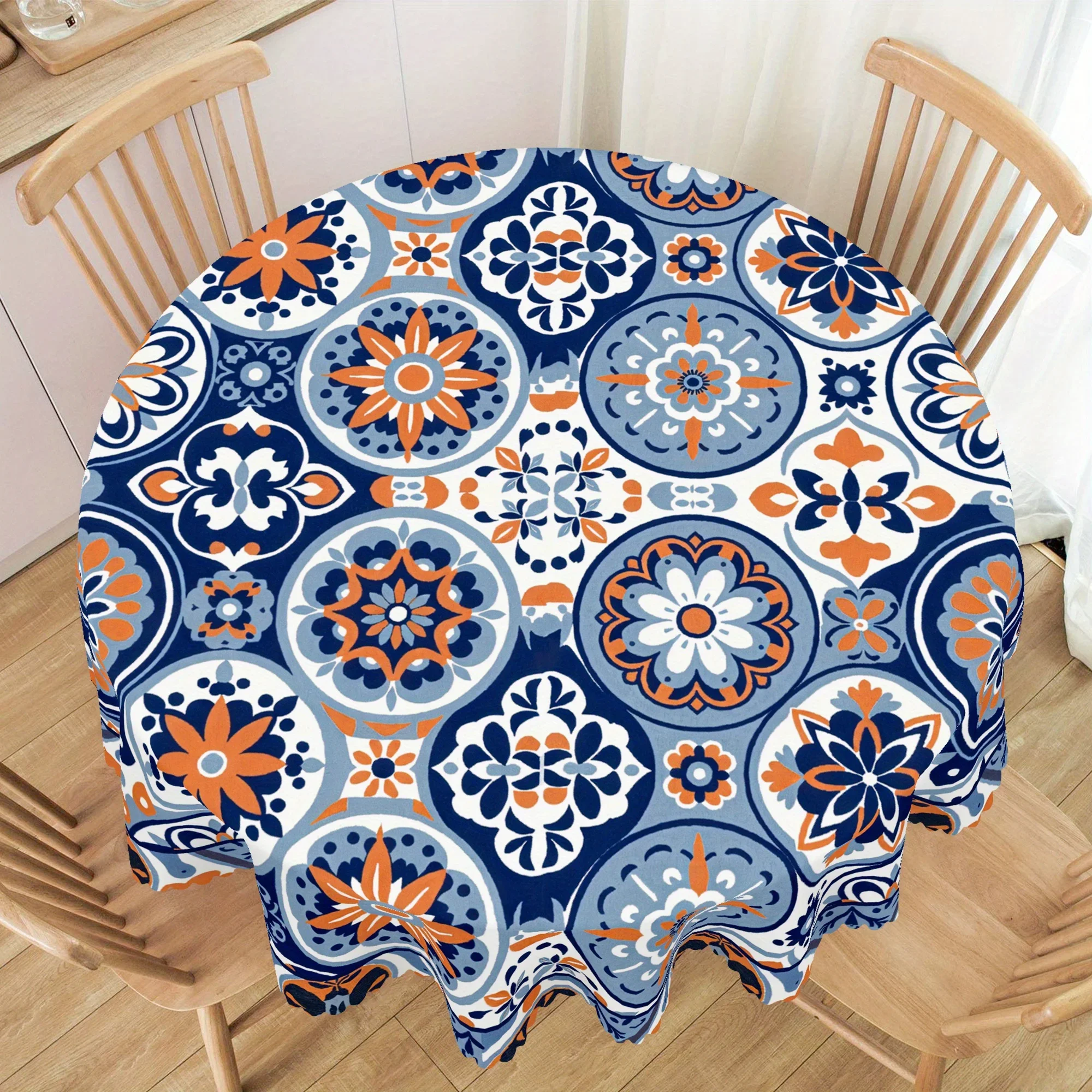 One bright geometric flower tablecloth -