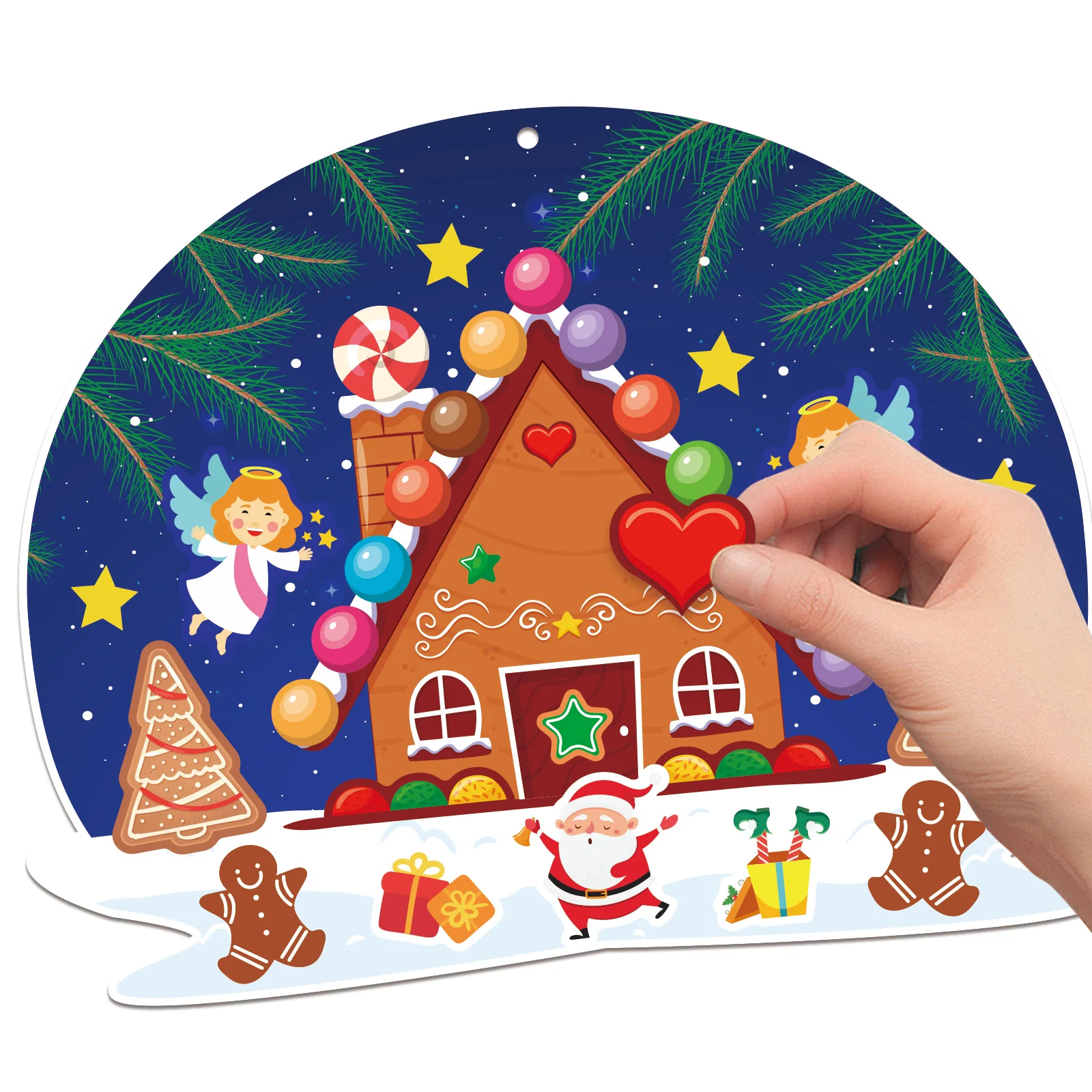 

12 Piece Set DIY Christmas Party Decoration Alien Gingerbread House Scene Stickers Unique Themed Decor for Festive Fun
